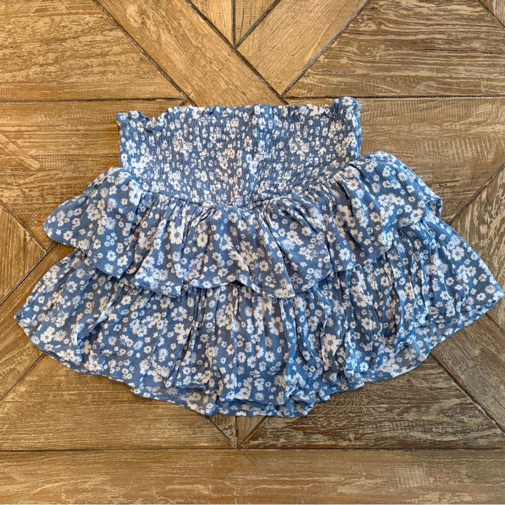 Altar'd State Blue Floral Mini Skirt